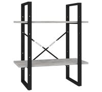 KGFHERENB Libreria a 2 scomparti, colore grigio cemento, 60 x 30 x 70 cm | Scaffale compatto in stile industriale per soggiorno e camera da letto, facile da pulire con accenti metallici stabili.