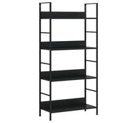 KGFHERENB Libreria a 4 scomparti, colore nero, 60 x 27,6 x 124,5 cm | Scaffale sottile in metallo per soggiorno e ufficio: 4 ripiani robusti in legno offrono una capacità di carico totale di 60