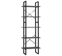 KGFHERENB Libreria a 5 scomparti, colore grigio, 60 x 30 x 175 cm, set da 2 | Set di 2 scaffali flessibili a 5 livelli alti e bassi per soggiorno o studio.