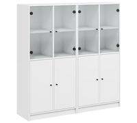 KGFHERENB Libreria con ante bianca, 136 x 37 x 142 cm, in legno | Ampio scaffale con 16 scomparti e ante in vetro per soggiorno, ufficio e corridoio per riporre al riparo dalla polvere.