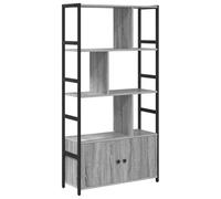 KGFHERENB Libreria grigio Sonoma, 80 x 30 x 155,5 cm, con ante | Scaffale versatile con ante chiuse per soggiorno, camera da letto e studio.