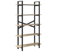 KGFHERENB Libreria in rovere Sonoma, 100 x 33,5 x 178 cm, 5 scomparti | Scaffale in stile industriale con 5 ripiani per soggiorno e ufficio domestico, piedini regolabili per una posizione sicura.