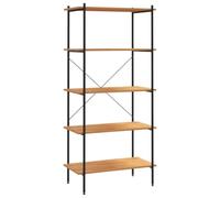 KGFHERENB Scaffale a 5 ripiani, 80 x 40 x 163 cm, colore nero, effetto | Scaffale versatile per carichi pesanti in acciaio e legno per soggiorno, ufficio e studio, con fissaggio a parete.