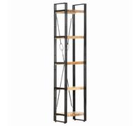 KGFHERENB Scaffale a 5 scomparti, 40 x 30 x 180 cm, in legno di mango | Scaffale alto e stretto per soggiorno e ufficio con cinque ripiani in legno massello di mango e struttura in acciaio nero.