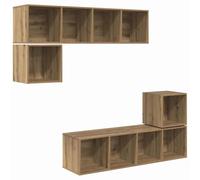 KGFHERENB Set di mobili per TV da parete, 4 pezzi, rovere Artisan | La parete sospesa per la camera da letto crea spazio libero sul pavimento e offre spazio per ricevitori e libri.
