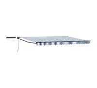 KGFHERENB Tenda da sole elettrica, 4,5 x 3 m, con pannello solare e telecomando, estensibile, in alluminio e poliestere, ombreggiatura per terrazza e giardino, antracite, blu, bianco