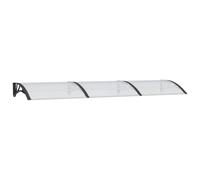 KGFHERENB Tettoia per porta nera e trasparente, 300 x 75 cm, in policarbonato, con supporto in ABS e aste in alluminio, protezione antipioggia per porte di casa