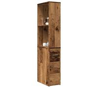 KGHFDVB Armadietto da bagno sottile con ruote, effetto legno anticato | legno, resistente all'umidità, 2 cassetti in metallo, versatile per bagno, cucina, soggiorno