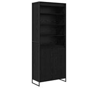 KGHFDVB Armadio alto, colore nero, effetto rovere, 79 x 36 x 200 cm | Design industriale, materiale in legno, gambe in acciaio, struttura stabile, molto spazio per il soggiorno