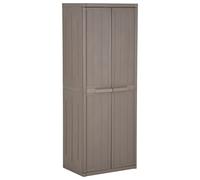 KGHFDVB Armadio da giardino marrone, 65 x 45 x 172 cm, in polipropilene | 4 ripiani, durevole, facile da pulire, per detersivi e panni, armadio da terrazza