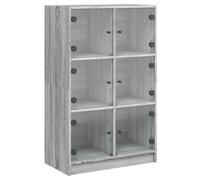 KGHFDVB Mobile alto con ante grigio Sonoma, 68 x 37 x 109 cm, in legno | spazio per libri, manici neri, stabile, resistente all'umidità, con supporto da parete