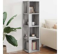 KGHFDVB Scaffale angolare grigio Sonoma, 33 x 33 x 132 cm, in legno | 4 scomparti, salvaspazio, robusto, resistente all'umidità, con supporto da parete