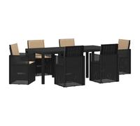 KGHFDVB Set da pranzo da giardino, 7 pezzi, antracite, tortora, PP | Schienali pieghevoli, cuscini in schiuma, resistenti alle intemperie, facili da montare, salvaspazio