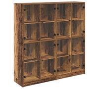 KGHFDVB Set di 2 mobili Highboard in legno, 68 x 37 x 142 cm | superficie opaca, ante in PVC trasparente, pomelli in metallo, con ripiani, per soggiorno