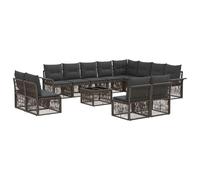KGHFDVB Set di divani da giardino, 13 pezzi, in rattan sintetico, colore: grigio