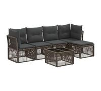 KGHFDVB Set di divani da giardino, 6 pezzi, in polyrattan, colore grigio | Design modulare in acciaio verniciato a polvere, piedini regolabili, federe lavabili in lavatrice