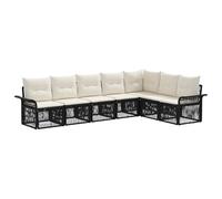 KGHFDVB Set di divani da giardino, 7 pezzi, in polyrattan, colore nero | Telaio in acciaio verniciato a polvere, imbottitura in schiuma, rivestimento lavabile in lavatrice, configurazione modulare