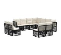 KGHFDVB Set panca da giardino, 11 pezzi, in polyrattan, colore: nero | Design modulare, 25 cuscini in schiuma, fodere rimovibili, telaio in acciaio verniciato a polvere, poggiapiedi regolabili