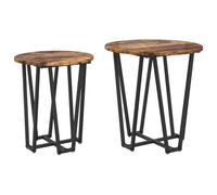 KGHFDVB Tavolino da 50 x 50 x 50,5 cm in legno con materiale in legno | legno e metallo, set da 2 pezzi in due misure, per soggiorno accanto al divano, rotondo in stile industriale