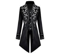 KGIHPC Uomo Vintage Vittoriano Gothic Frack Viking Rinascimento Medioevo Rinascimento Steampunk Giacca Halloween Costumi (Nero, S)