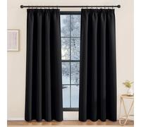 KGORGE Tenda Oscurante da Interno Moderne Tende Termiche Isolanti per Soggiorno Curtains Camera da Letto con Fettuccia 2 Pezzi L 140 x A 220 CM, Nero