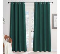 KGORGE Tenda Oscurante da Interno Tenda Termica per Salotto Eleganti Curtains con Anelli per Camera da Letto Moderna, 2 Pezzi L 140 x A 220 CM, Verde Scuro
