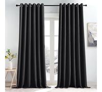 KGORGE Tenda Oscurante per Soggiorno Moderne Tende Termiche Isolanti con Anelli Divisione della Stanza Curtains Camera da Letto 2 Pezzi L 200 x A 245 CM, Nero