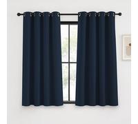 KGORGE Tende Corte Oscuranti per Interni Tenda Termica Isolante Freddo e Caldo Camera da Letto Curtains per Piccole Finestre con Anelli 2 Pezzi L 140 x A 135 CM, Blu Scuro