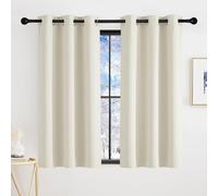 KGORGE Tende Corte Oscuranti Termiche Isolanti per Interni con Anelli Tenda per Camera da Letto e Cucina Curtains per Finestre Piccole 2 Pezzi L 90 x A 100 CM, Beige Chiaro
