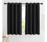 KGORGE Tende Corte per Finestre Oscuranti per Interni Curtains per Piccole Termiche con Anelli Decorazione per Camera da Letto 2 Pezzi L 140 x A 145 CM, Nero