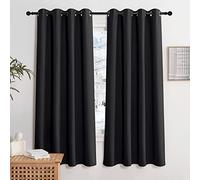 KGORGE Tende Corte per Finestre Oscuranti per Interni Curtains per Piccole Termiche con Anelli Decorazione per Camera da Letto 2 Pezzi L 140 x A 175 CM, Nero