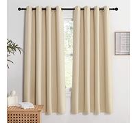KGORGE Tende Corte per Finestre Termiche con Anelli Tenda Beige per Cucina Salotto 2 Pezzi L 140 x A 160 CM Curtains Cameretta Bambini Oscuranti per Interni