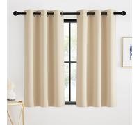 KGORGE Tende Corte per Finestre Termiche con Anelli Tenda Beige per Cucina Salotto 2 Pezzi L 90 x A 90 CM Curtains Cameretta Bambini Oscuranti per Interni