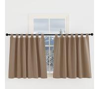 KGORGE Tende Oscuranti per Interni 2 Pezzi Tende Corte per Cucina Finestre Piccole Curtains Termiche con Passanti Moderne 140x100cm(LxA), Moca