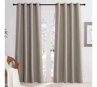 KGORGE Tende Oscuranti Soggiorno Moderne 2 Pezzi L 140 x A 220 CM Curtains Cameretta Bambina con Anelli Tenda Termica Isolante per Salotto Eleganti, Sabbia