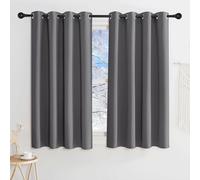 KGORGE Tende per Interni Corte 2 Pezzi L 140 x A 145 CM per Finestre Piccole Tenda Oscurante con Anelli per Cucina Curtains Cameretta Bambini Moderne, Grigio