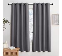 KGORGE Tende per Interni Corte 2 Pezzi L 140 x A 175 CM per Finestre Piccole Tenda Oscurante con Anelli per Cucina Curtains Cameretta Bambini Moderne, Grigio