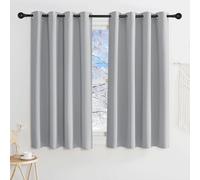 KGORGE Tende per Interni Oscuranti 2 Pezzi L 140 x A 135 CM Tenda Corte per Finestre ad Anelli Cameretta Bambini Curtains Termica, Grigio Chiaro