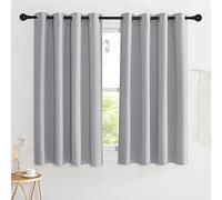 KGORGE Tende per Interni Oscuranti 2 Pezzi L 140 x A 145 CM Tenda Corte per Finestre ad Anelli Cameretta Bambini Curtains Termica, Grigio Chiaro