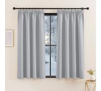 KGORGE Tende per Interni Oscuranti 2 Pezzi L 140 x A 160 CM Curtains per Finestre Piccole Cucina con Fettuccia Tenda Termica Isolante per Salotto, Grigio Chiaro