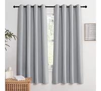 KGORGE Tende per Interni Oscuranti 2 Pezzi L 140 x A 160 CM Tenda Corte per Finestre ad Anelli Cameretta Bambini Curtains Termica, Grigio Chiaro