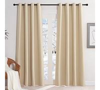 KGORGE Tende Termiche Cameretta Bambini 2 Pezzi L 140 x A 220 CM Tenda Camera da Letto Moderne Oscurante da Interno Curtains con Anelli per Soggiorno, Beige