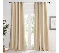 KGORGE Tende Termiche Cameretta Bambini 2 Pezzi L 140 x A 245 CM Tenda Camera da Letto Moderne Oscurante da Interno Curtains con Anelli per Soggiorno, Beige
