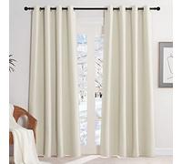 KGORGE Tende Termiche Isolanti da Interno con Anelli Tenda Oscurante Camera da Letto Moderna Decorazione per Salotto Eleganti 2 Pezzi L 140 x A 220 CM, Beige Chiaro