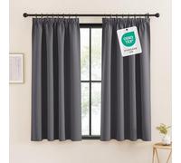 KGORGE Tende Termiche per Interni Corte 2 Pezzi L 140 x A 160 CM Tenda Oscurante con Fettuccia per Finestra Curtains Cucina e Cameretta Bambini Moderne, Grigio