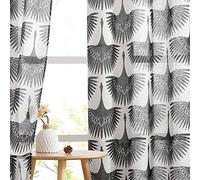 KGORGE Tende trasparenti con motivo geometrico - Tende in lino naturale, con filtro per la luce, lavabili, ariose, per camera da letto, camera dei bambini, casale, nero, 127 x 160 cm, 2 pezzi