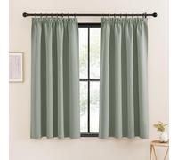 KGORGE Tende Verde Salvia con Fettuccia Tenda Oscurante Corte per Finestre Piccole Curtains Termiche per Interni e Salotto Eleganti 2 Pezzi L 140 x A 160 CM