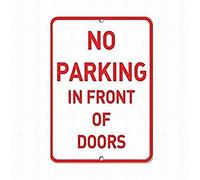 KGPE0WRF5S Cartello di avvertimento in latta con scritta "No Parking in Front of Doors Parking Sign Parking Crossing", 20,3 x 30,5 cm