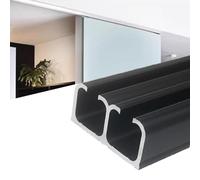 KGPGNYMYHA Black Sliding BypassTrack Heavy Duty Top Mount Sliding Barn Door Hardware Kit For 2 Door System Whit Roller, Aluminum Wall Mount Box Rail(Black,150cm-59in)