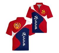 KGQSHFVF Polo da Uomo 3D Intimo per C.C.C.P Comoda Maglietta A Maniche Corte Stampa Rugby Top Abbigliamento Traspirante Mezza Manica Cerniera Cuciture T-Shirt-HongLanSe||s